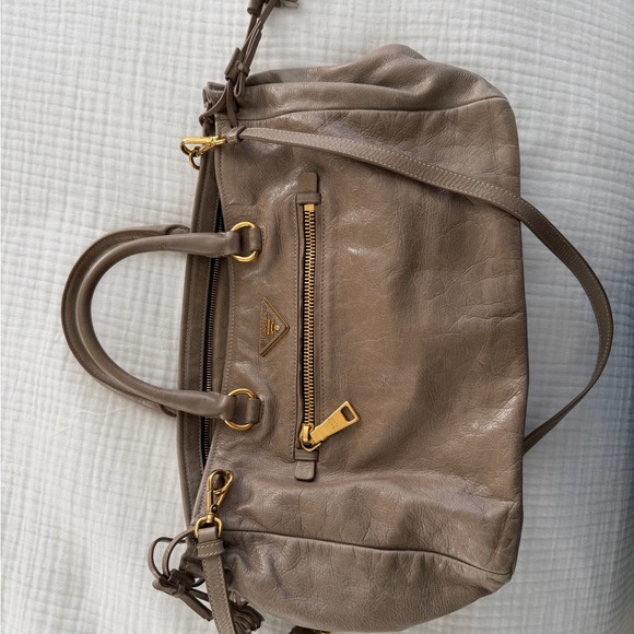 Prada Women's Taupe Leather Satchel - Picture 3 of 8